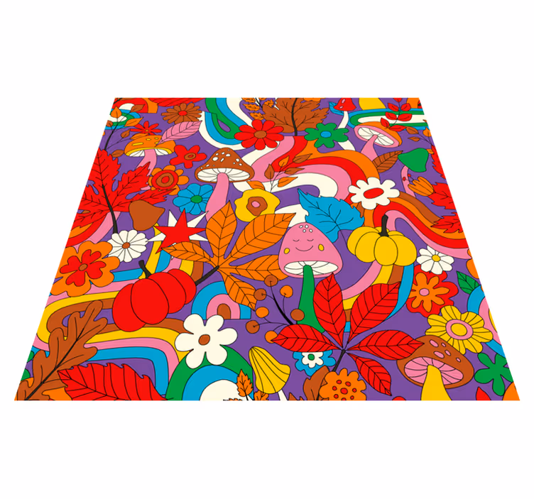 Tappeto vinile fiori disegno floreale colorato - TenStickers