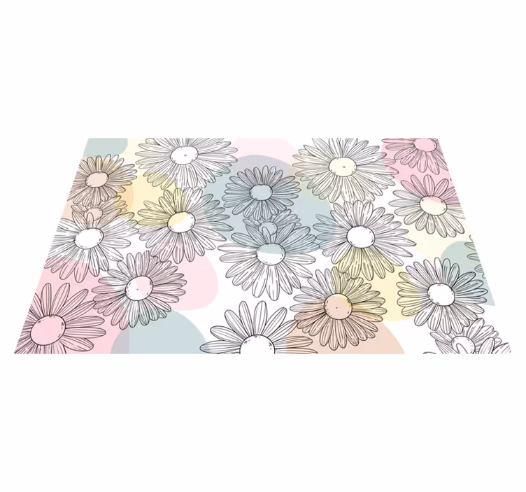Tappeto vinile fiori disegno di margherita all'acquarello - TenStickers