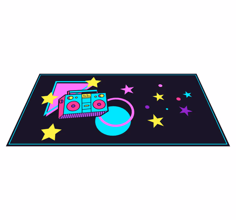 Tappeto vinile vintage grafica colorata del boombox - TenStickers