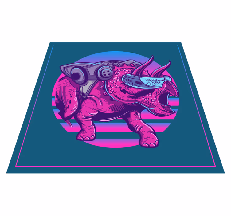 Tappeto vinile animali illustrazione rinoceronte cibernetico - TenStickers