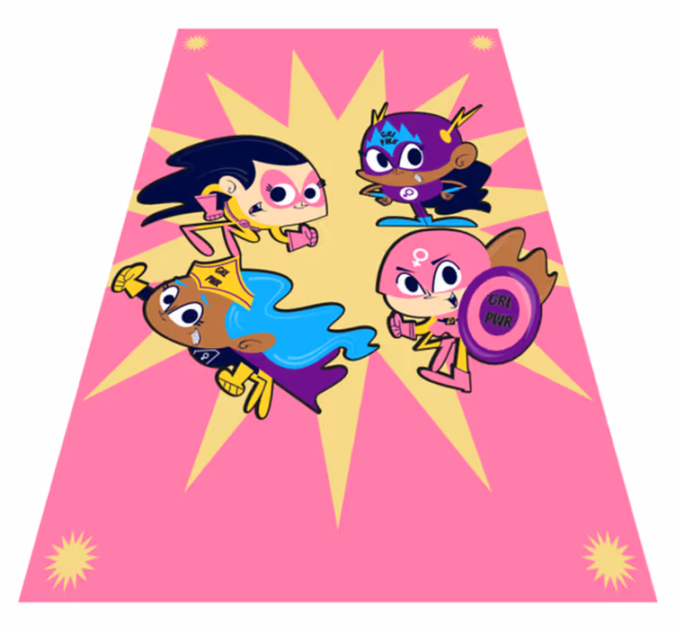 Tappeto vinile per bambini personaggi di supereroi colorati - TenStickers