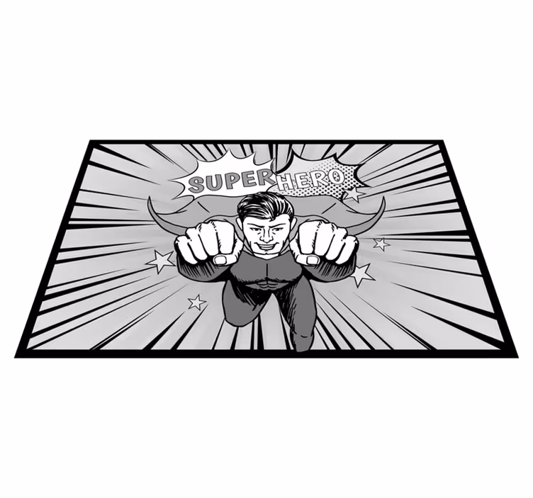 Tappeto vinile per bambini grafica dinamica del supereroe - TenStickers
