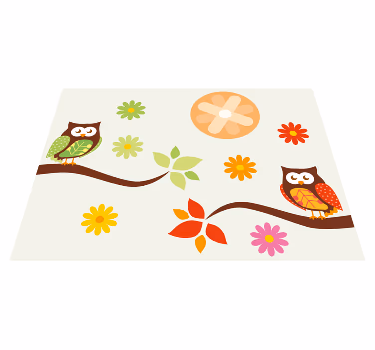 Tappeto vinile per bambini gufi colorati da vivaio - TenStickers