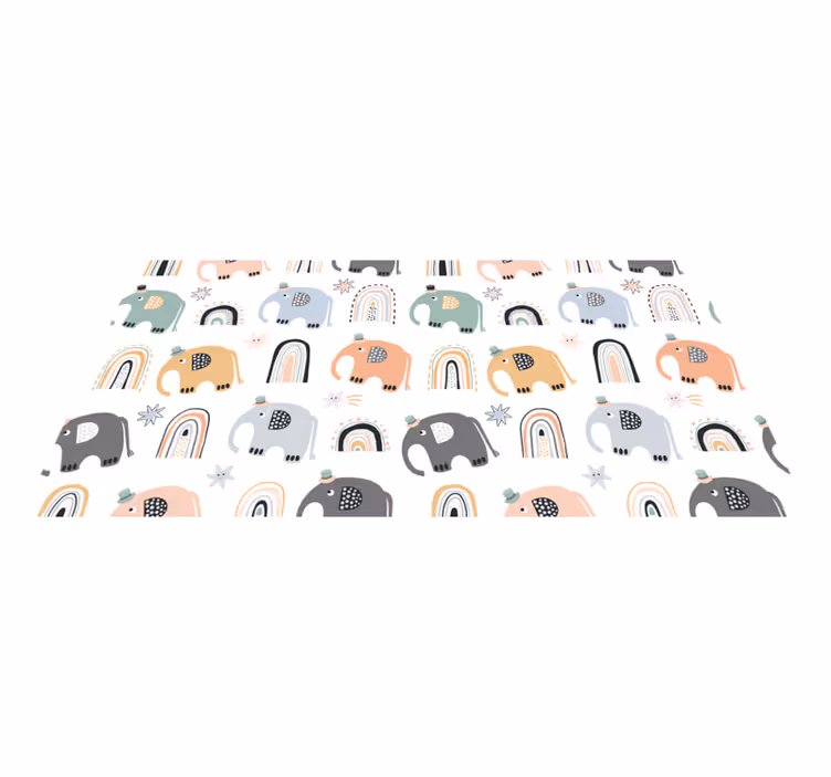 Tappeto vinile bebé affascinante parata di elefanti - TenStickers