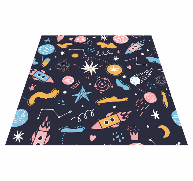Tappeto vinile per bambini avventura nello spazio cosmico - TenStickers