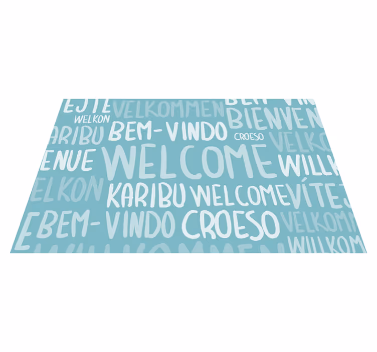 Tappeto vinile frase testo di benvenuto multilingue - TenStickers