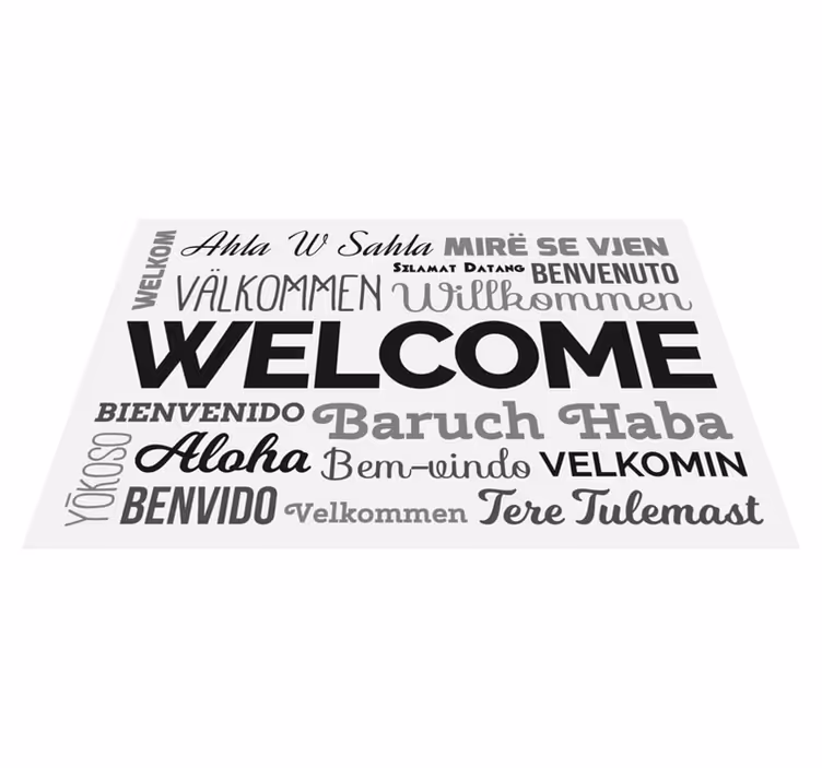 Zerbino pvc design di benvenuto multilingue - TenStickers