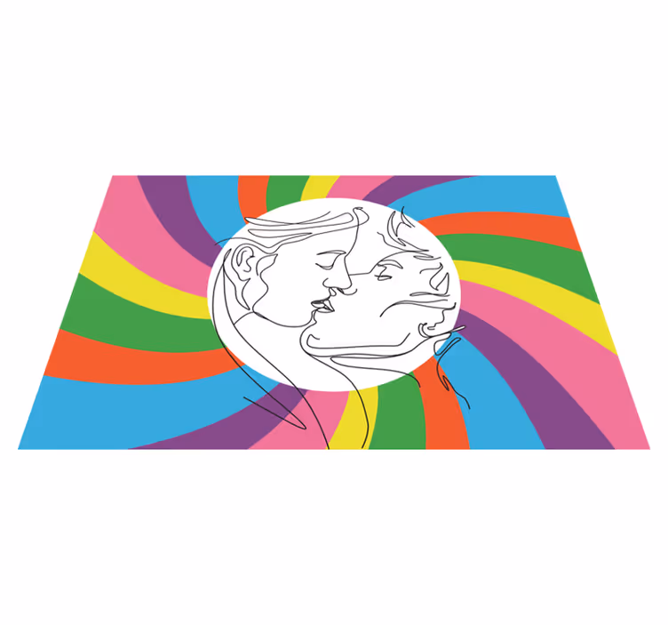 Tappeto vinile per bambini sagoma di bacio colorato - TenStickers