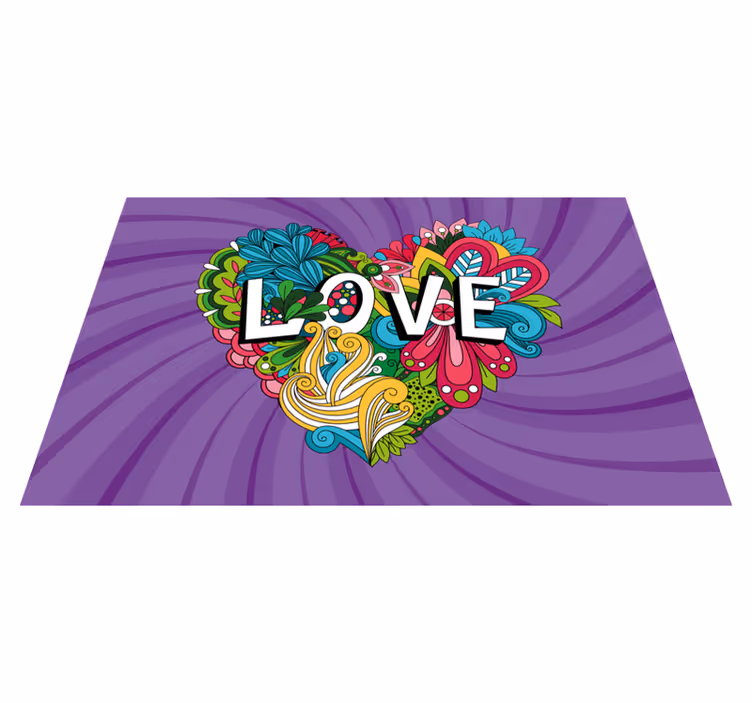 Tappeto vinile frase illustrazione di amore colorato - TenStickers