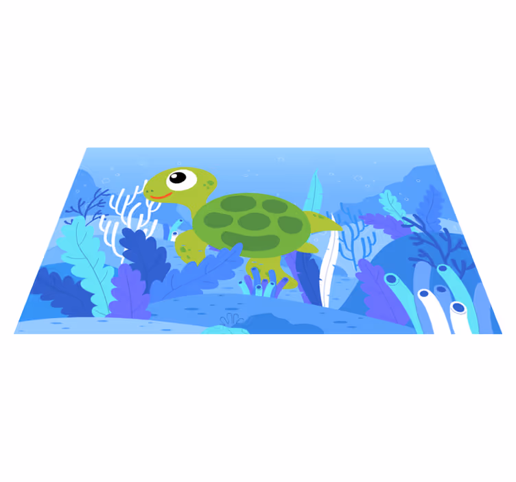 Tappeto vinile per bambini paesaggio marino con tartaruga - TenStickers
