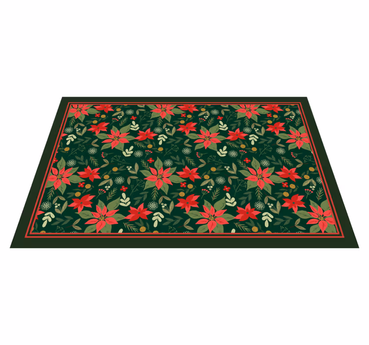 Tappeto Vinile Natale motivo festivo di stella di natale - TenStickers