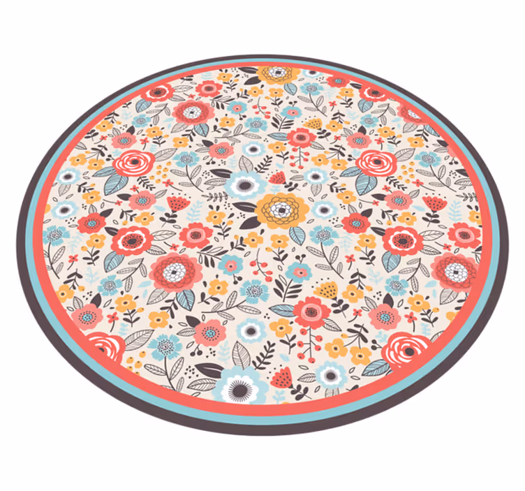 Tappeto vinile fiori disegno circolare floreale - TenStickers