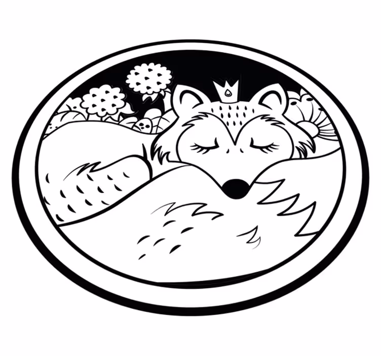 Tappeto vinile animali cerchio della volpe addormentata - TenStickers