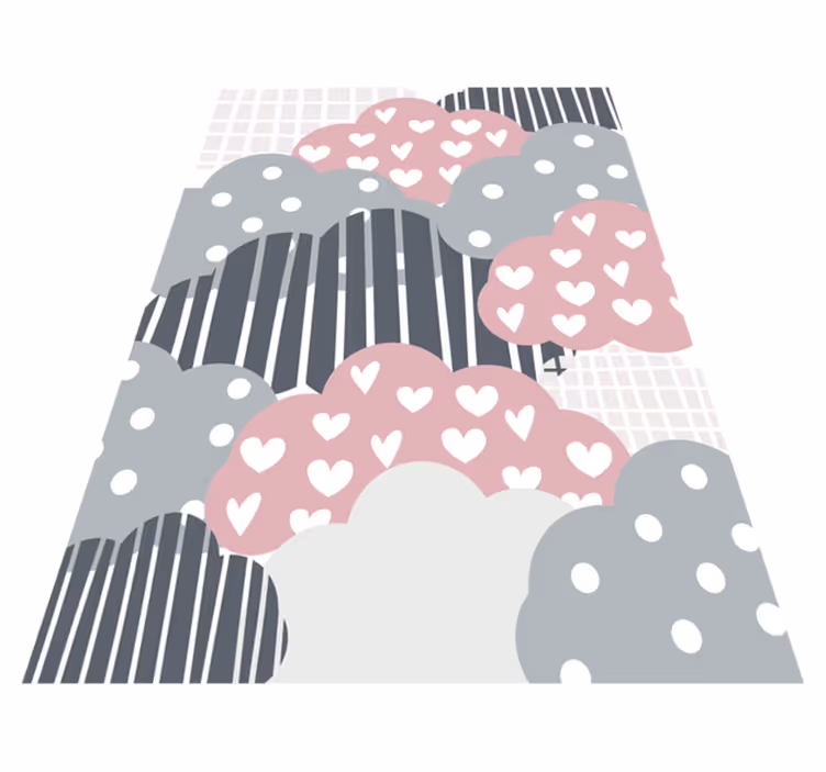 Tappeto vinile per bambini modello di cuori nuvolosi - TenStickers