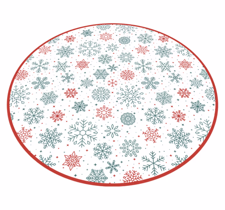 Tappeto Vinile Natale tondo di fiocco di neve - TenStickers