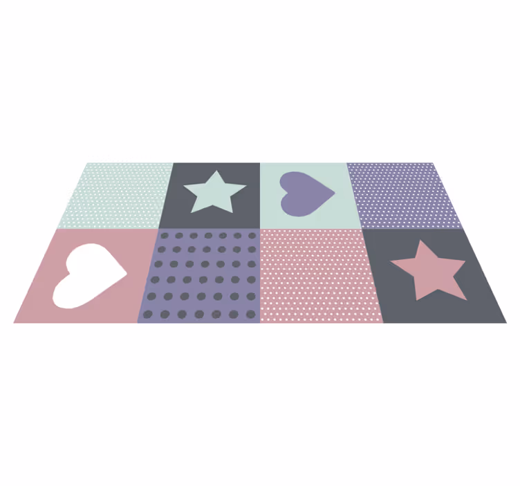 Tappeto vinile per bambini stella del cuore patchwork - TenStickers