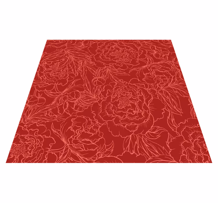 Tappeto vinile fiori motivo floreale rosso - TenStickers