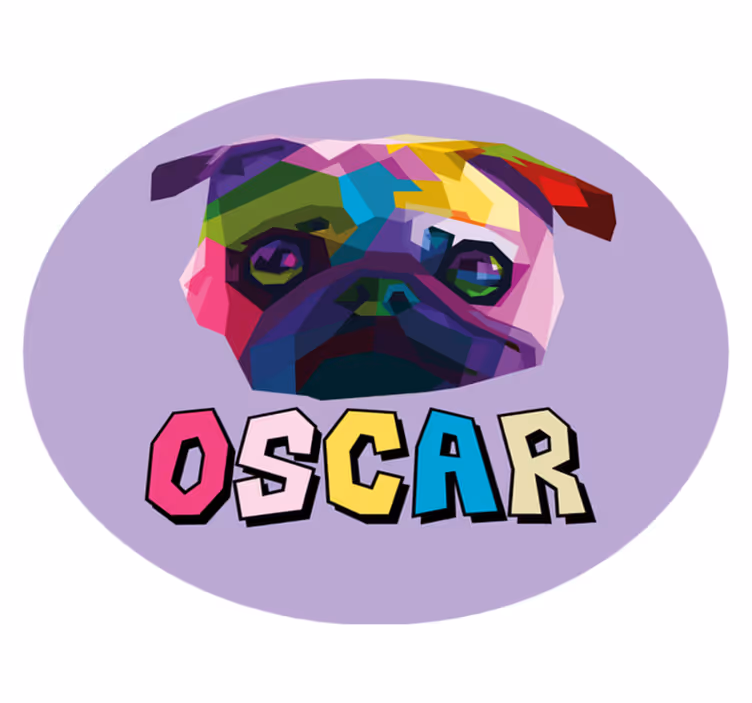 Tappeto vinile con nome illustrazione canina geometrica - TenStickers