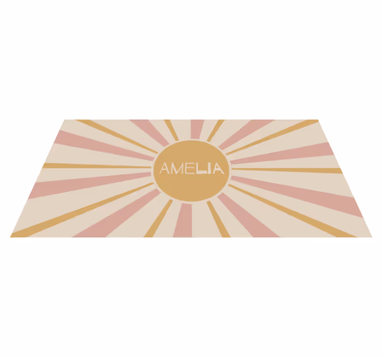 Tappeto vinile con nome testo sunburst personalizzabile - TenStickers