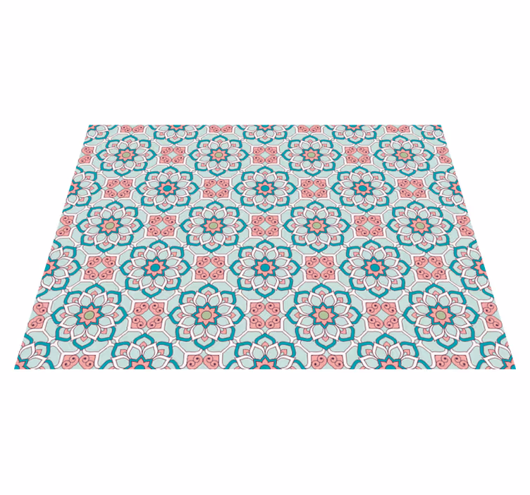 Tappeto vinile fiori effetto piastrella - TenStickers