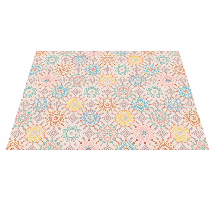 Tappeto in pvc con fiori e piante modello mandala geometrico - TenStickers