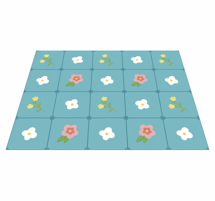 Tappeto in pvc floreale a piastrelle - TenStickers