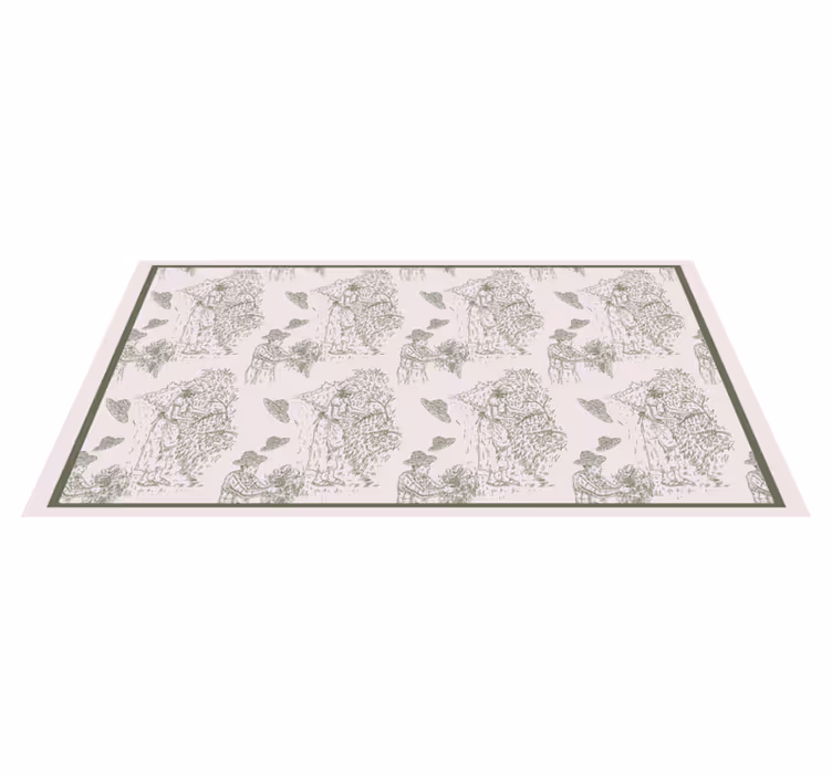 Tappeto pvc retro/vintage schizzo giungla monocromatica - TenStickers