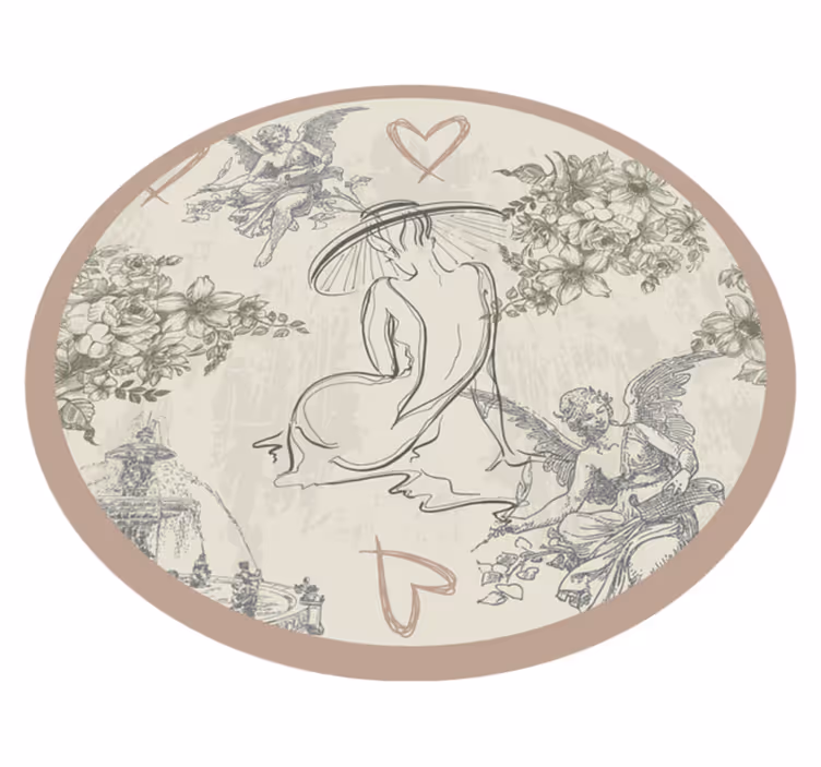 Tappeto in pvc motivo floreale angelico circolare - TenStickers