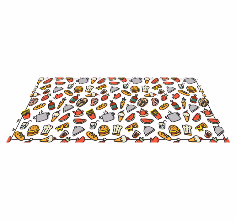 Tappeto in pvc moderno patron iconos de comida - TenStickers