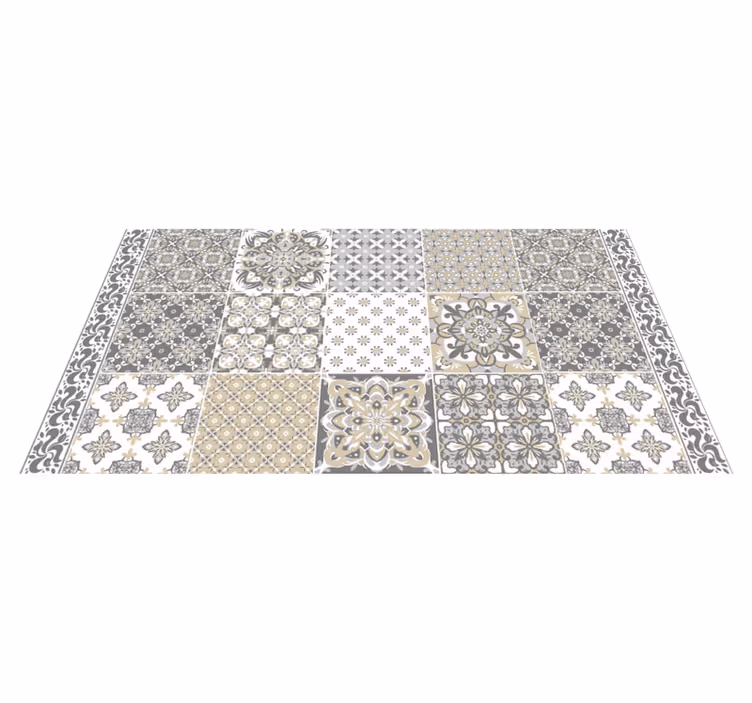 Tappeto in pvc effetto piastrella classico motivo grigio - TenStickers