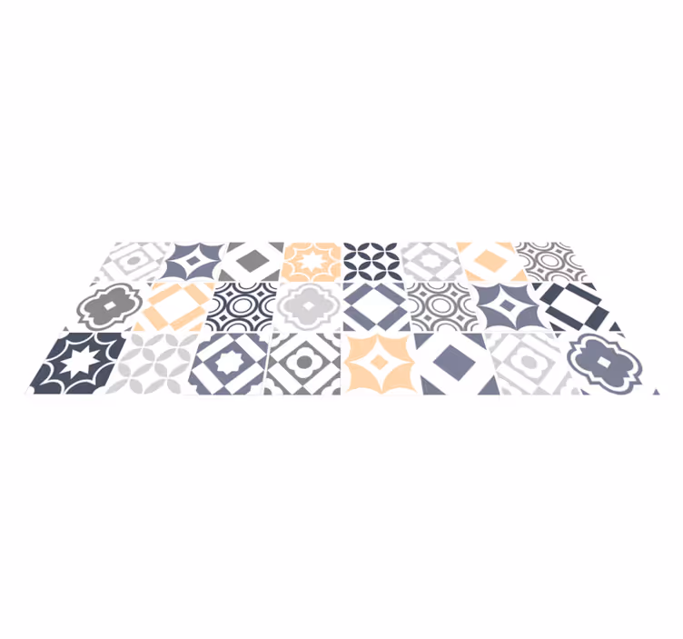 Tappeto in pvc effetto piastrella grigio e beige vintage - TenStickers