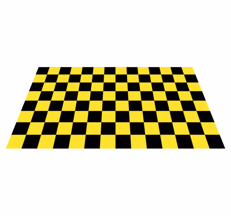 Tappeto in vinile geometrico scacchiera giallo e nero - TenStickers
