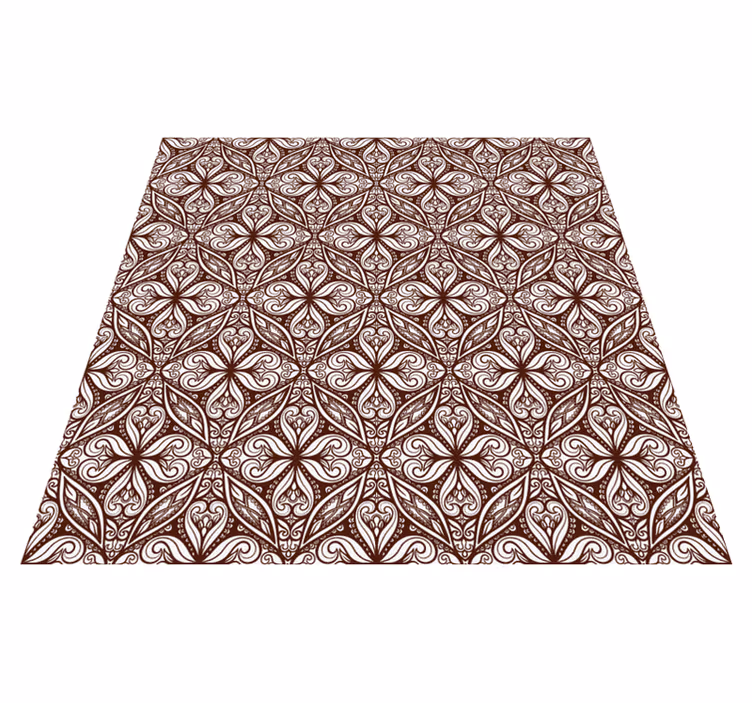 Tappeto in pvc retro/vintage motivo floreale marrone - TenStickers