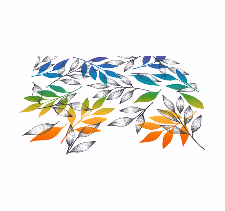 Tappeto in pvc con fiori e piante foglie color arcobaleno - TenStickers