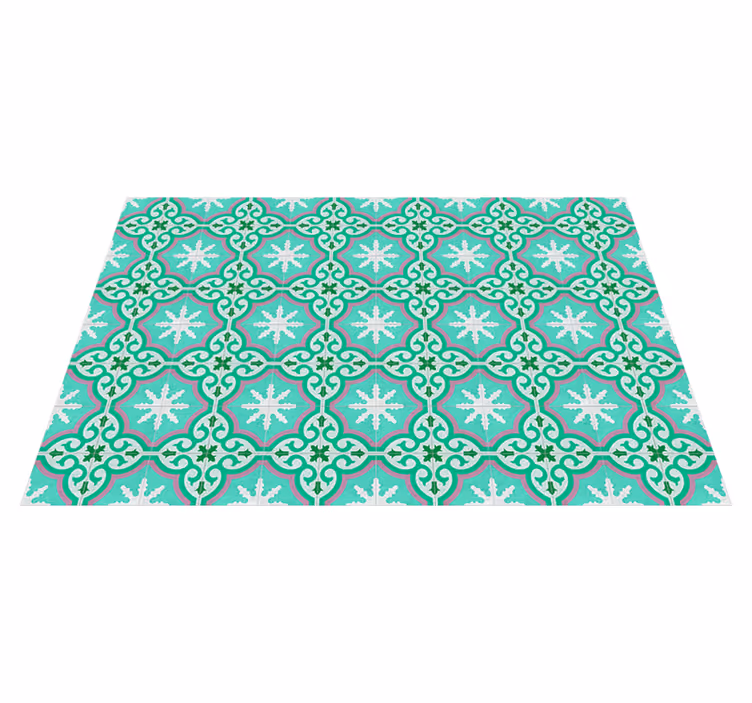 Tappeto in pvc retro/vintage piastrella idraulica verde - TenStickers