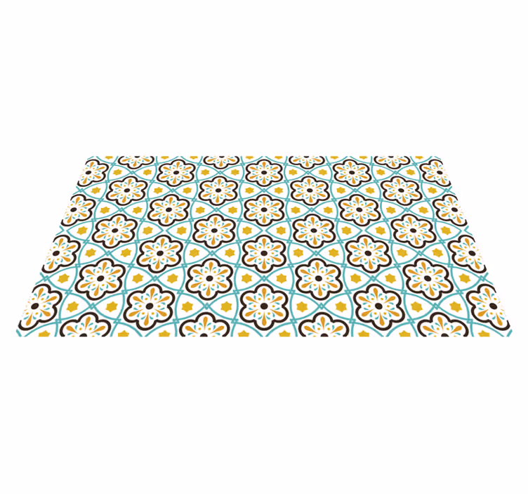 Tappeto in pvc effetto piastrella modello ispirato ai fiori - TenStickers