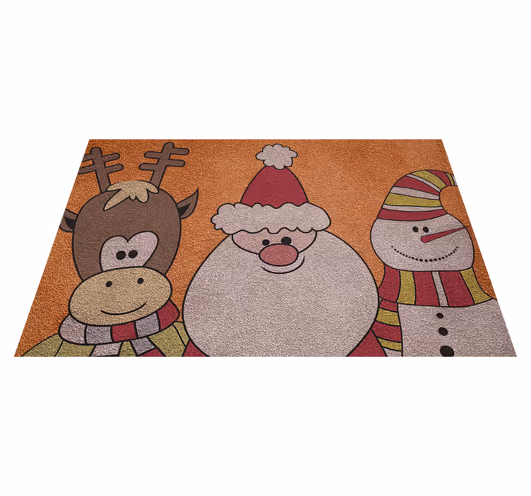 Tappeti natalizi in vinile renne di Babbo Natale e uomo di neve - TenStickers