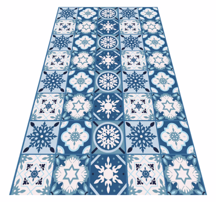 Tappeti natalizi in vinile piastrelle azzurre a forma di fiocco d - TenStickers