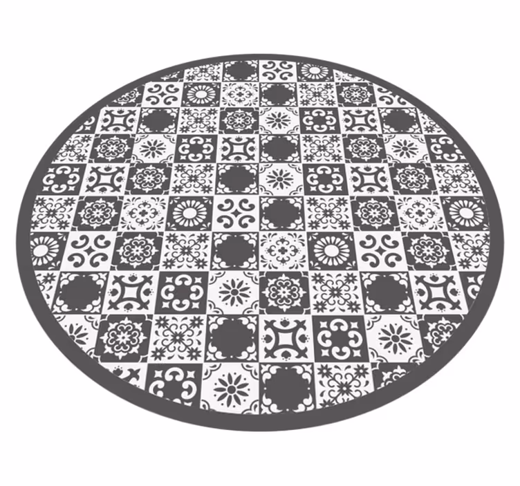 Tappeto in pvc rotondo piastrelle iberiche grigie - TenStickers