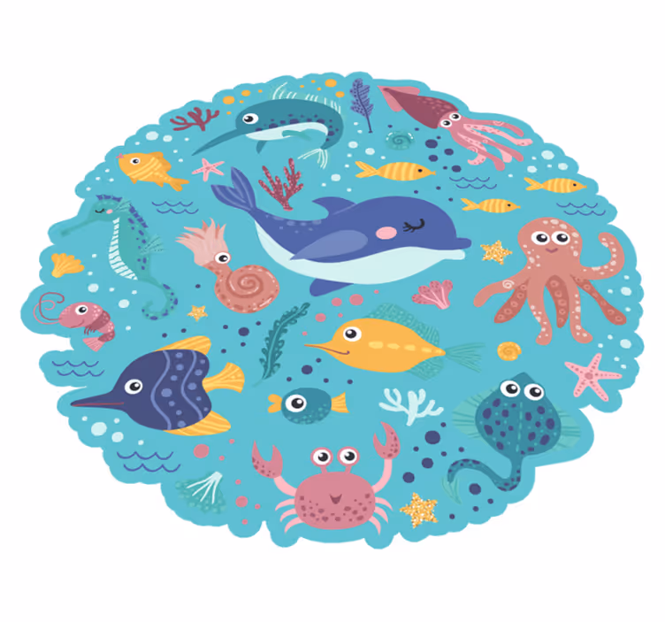 Tappeto in vinile bambini illustrazioni di pesci - TenStickers
