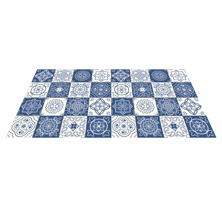 Passatoia in vinile cucina piastrelle blu vintage - TenStickers
