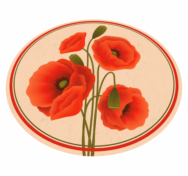 Tappeto in pvc con fiori e piante papaveri rossi - TenStickers
