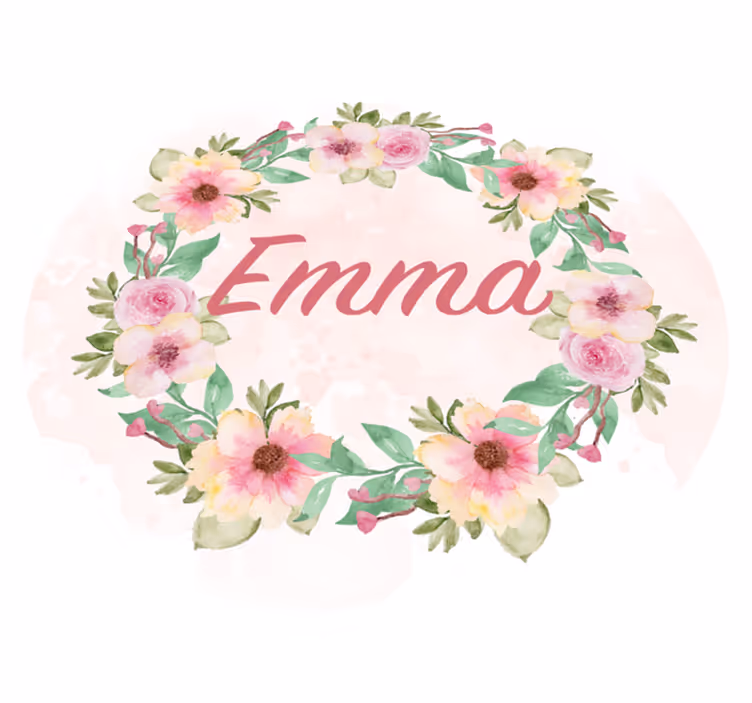 Tappeto in vinile con nome corona di fiori - TenStickers
