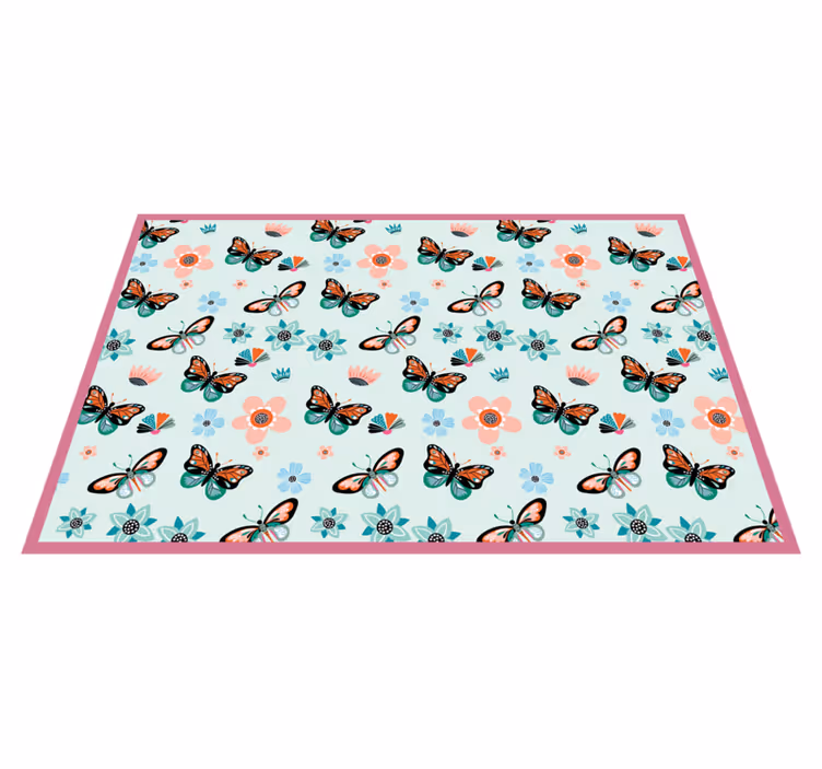 Tappeto in pvc per camera da letto fiori e farfalle - TenStickers