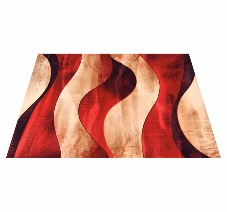 Tappeto vinile rosso modello di onde moderno - TenStickers