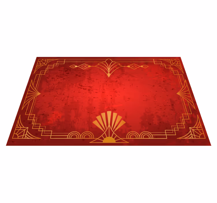 Tappeto vinile rosso bordo modello dorato - TenStickers