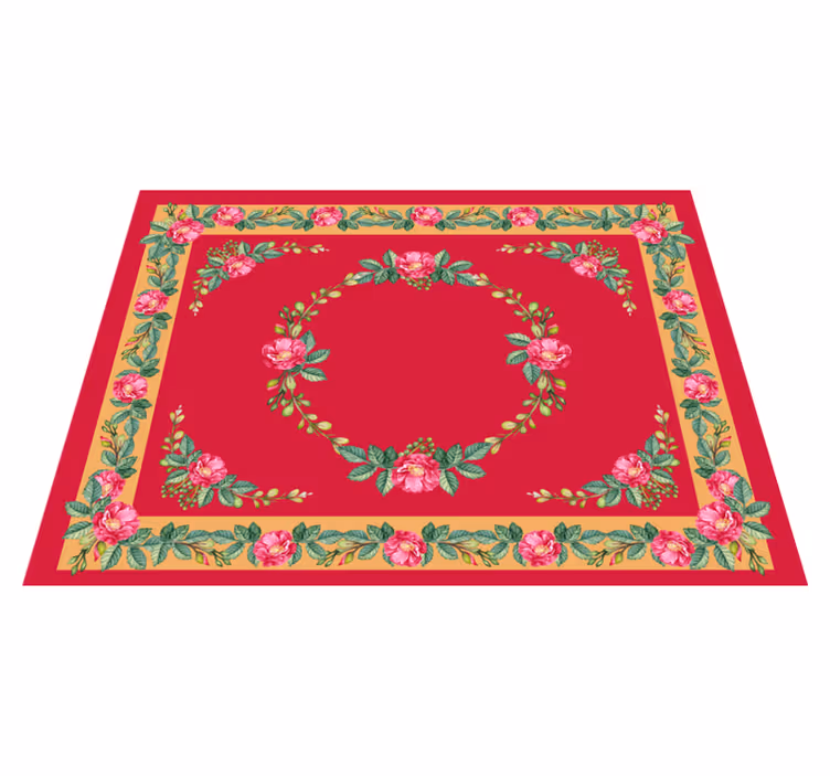 Tappeto vinile rosso motivo floreale vintage - TenStickers