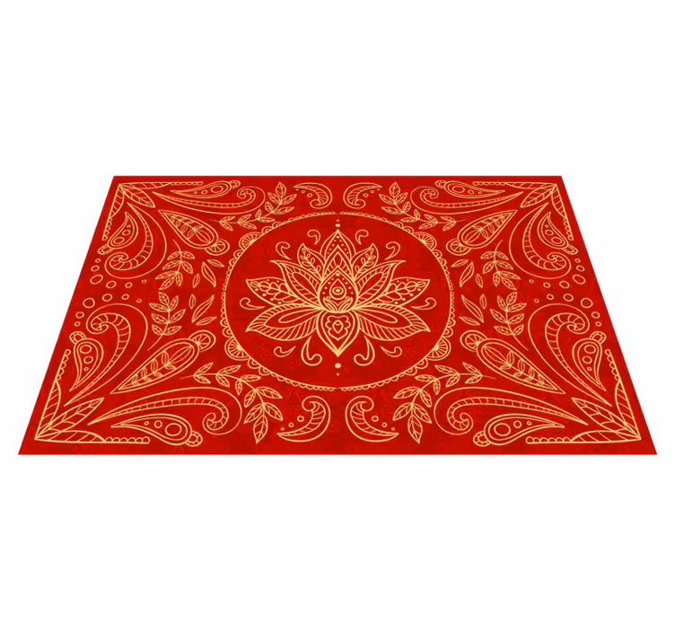 Tappeto vinile rosso disegno mandala vintage - TenStickers