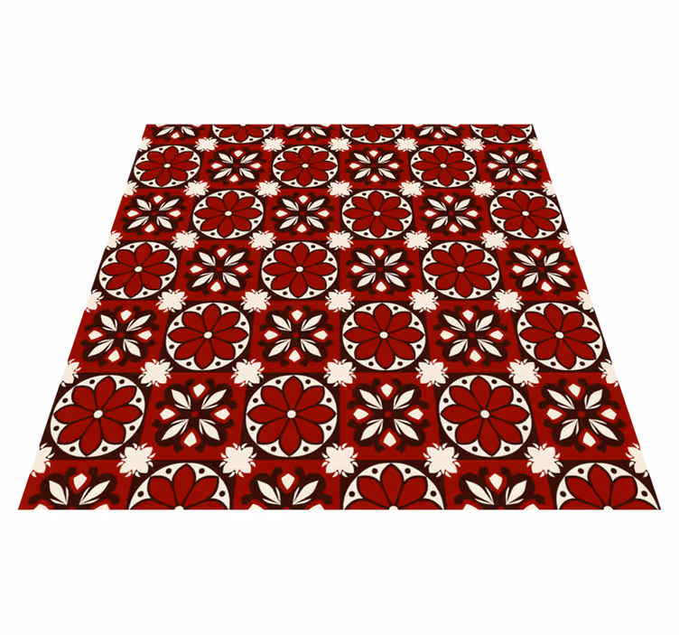 Tappeto vinile rosso modello di piastrelle d'epoca - TenStickers