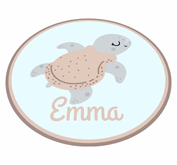 Tappeto vinile con nome tartaruga personalizzabile - TenStickers